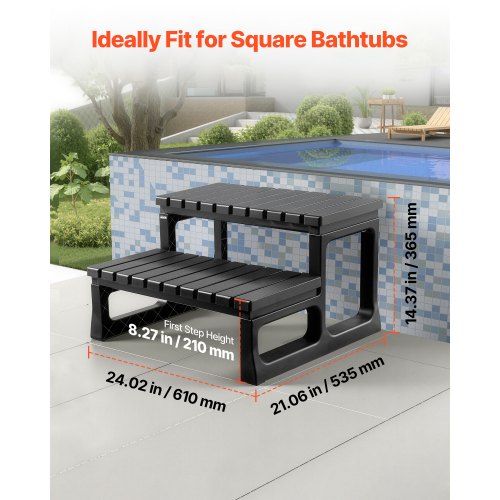 VEVOR Badewannenstufe Pooltreppe 2-stufige Auentreppe, 599,44 mm breite  PP-Leiter fr oberirdische/aufblasbare Pools mit 145,15 kg Tragkraft,  vielseitig einsetzbar fr Veranda Terrasse Wohnmobile | VEVOR DE