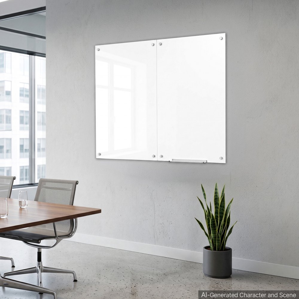 VEVOR Whiteboard Magnetisch 900x600 mm Wandtafel Magnettafel 2er-Pack Weiß, Büro Schule Klassenzimmer Homeschooling Rahmenlos 4,3 mm Dickes Sicherheitsglas inkl. Marker Magnete Schwamm