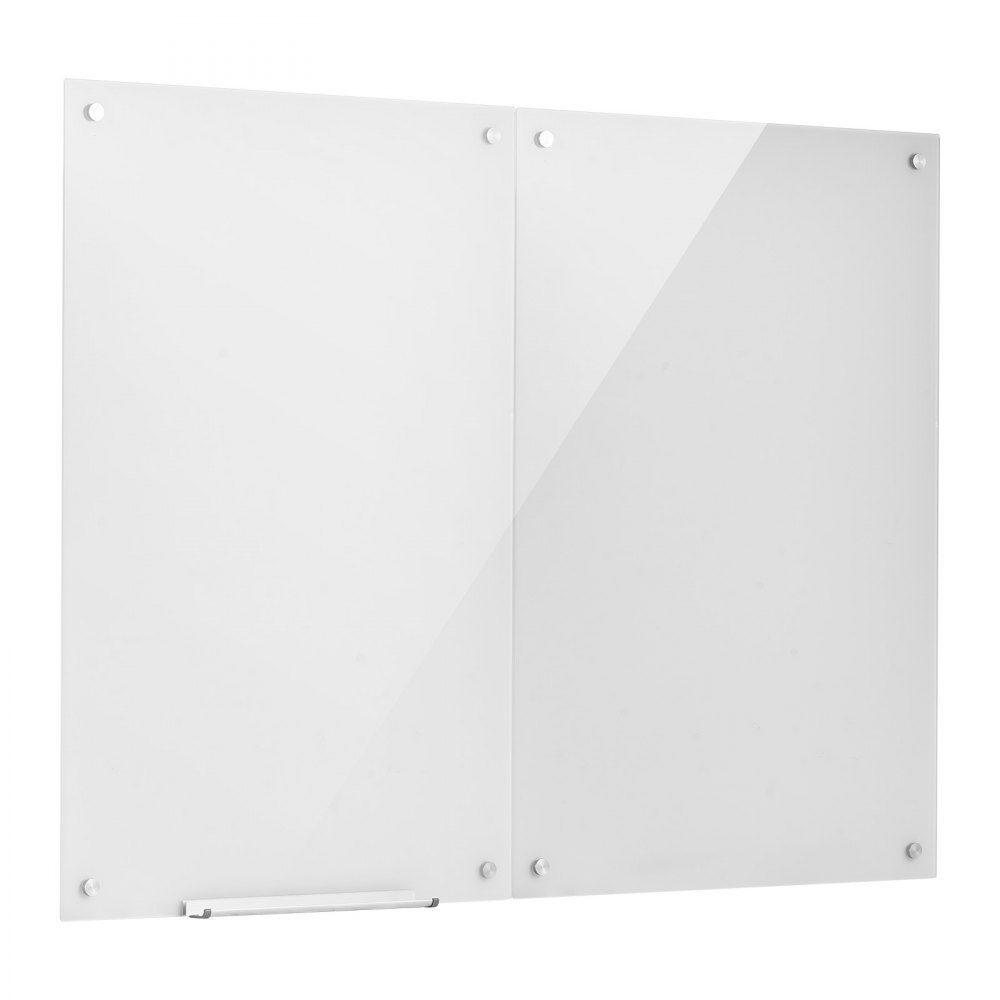 VEVOR Whiteboard Magnetisch 900x600 mm Wandtafel Magnettafel 2er-Pack Weiß, Büro Schule Klassenzimmer Homeschooling Rahmenlos 4,3 mm Dickes Sicherheitsglas inkl. Marker Magnete Schwamm