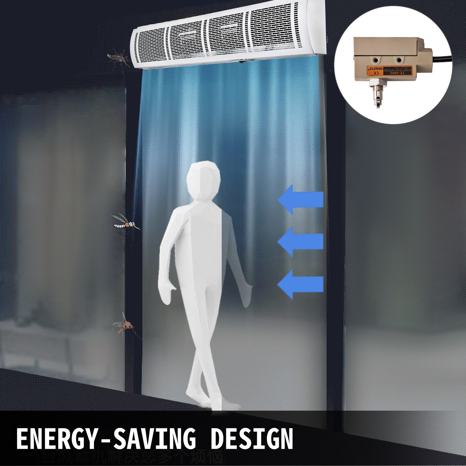 Türluftschleier 150 Cm Umluft Kühl- Gefrierräume Kühlzelle Luftschleier Lufter