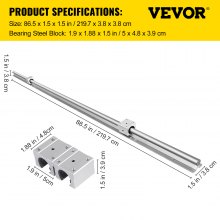 VEVOR Linearschiene SBR 20, Linearlager-Gleitset mit 4 SBR 20UU - Lagerblöcken und 2 Schienenwellen von 2200 mm, Rostfreie Linearlagerschiene mit vorgebohrten Löchern,  Ideal für Fräsmaschinen