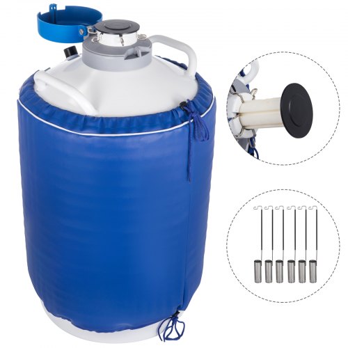 30L Liquid Nitrogen Storage Tank Static Cryogenic Container with 6 Canister