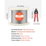VEVOR 3.2 mm Wire Rope, 152 m Length, 316 Stainless Steel Wire Cable with Cutter, 798 kg Breaking Strength, 1 x 19 Strands Construction, Steel Cable for Deck Railing System, Garden Trellis