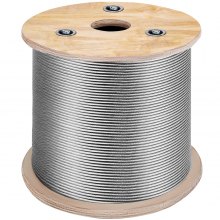VEVOR 316 Edelstahl Kabel Drahtseil 7x7 150 M, Stahlseil Seil Draht Stahl Abmessung 30 x 30 x 25 cm, Edelstahl-Drahtseil-Kabel Rostfrei Bruchfestigkeit 650 kg für Leichtindustrie Brücken usw.