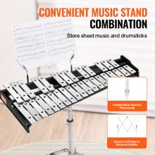 VEVOR Glockenspiel-Xylophon mit 32 Tönen, Glockenset mit Schlägeln, Trommelstöcken und Ständer