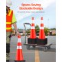 Verkehrssicherheitskegel, 6 Stück, PVC-Parkkegel, 91,4 cm, 35 x 35 cm Basis, schwarze Gummibasis für Straßen mit erhöhter Warnstufe, Baustellen