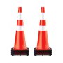 Verkehrssicherheitskegel, 6 Stück, PVC-Parkkegel, 91,4 cm, 35 x 35 cm Basis, schwarze Gummibasis für Straßen mit erhöhter Warnstufe, Baustellen