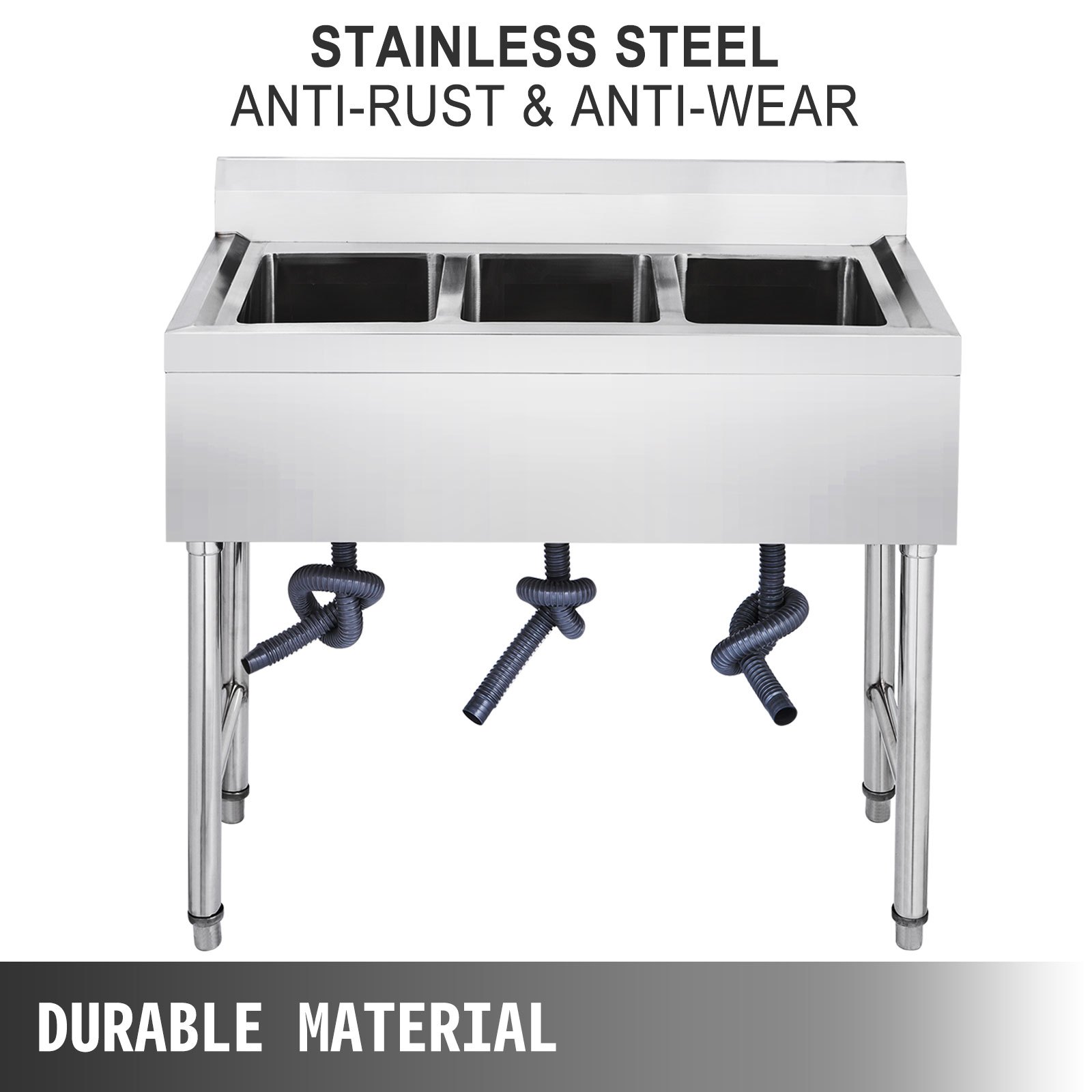 Spülschrank 3 Becken 95 X 48 Cm Spültisch Edelstahl Gastro Spüle Spülbecken