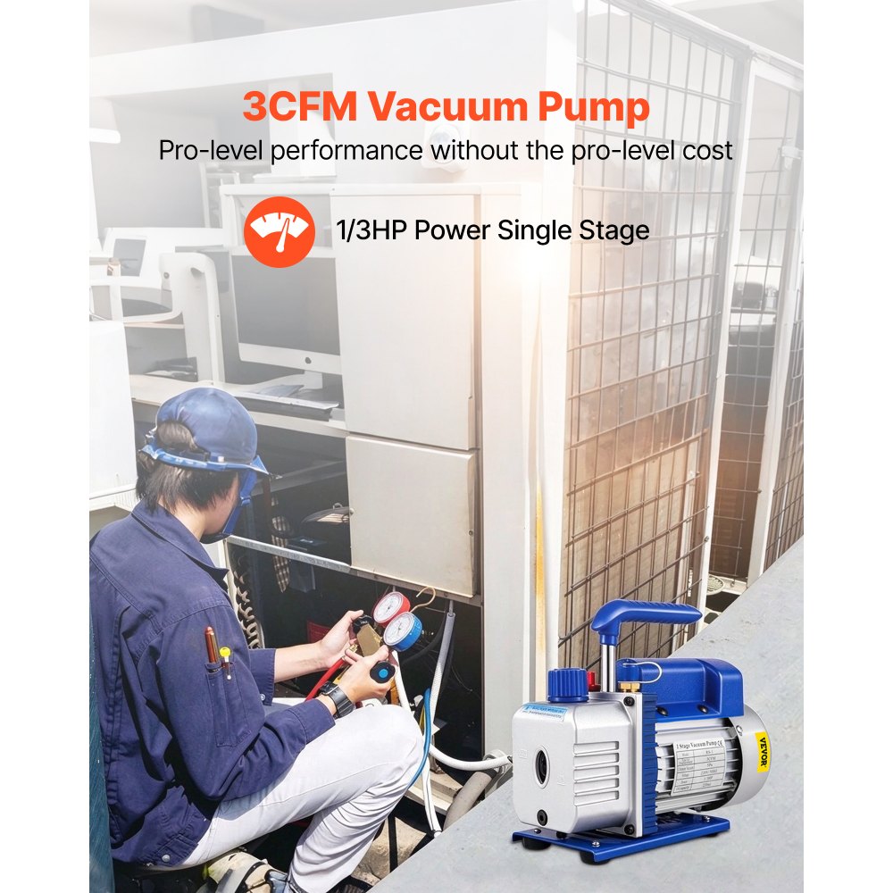 VEVOR 3CFM Vakuumpumpe,1/4HP Vakuumpumpe Unterdruckpumpe, 220 V Unterdruckpumpe Vakuumgeräte Pumpe, 50HZ Unterdruckpumpe Vakuumgeräte Pumpe