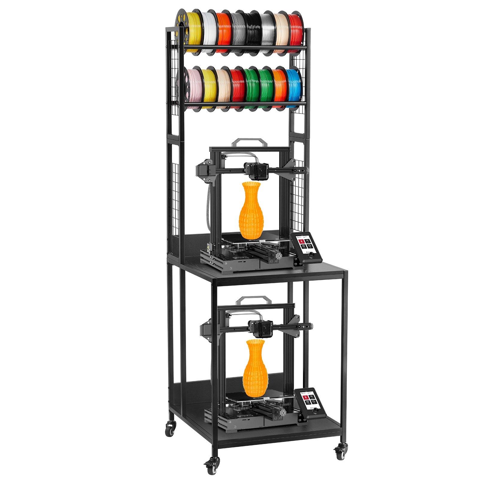 VEVOR 4-stöckiges mobiles Filament-Aufbewahrungsregal, 3D-Drucker-Filament-Aufbewahrungsregal, Filamentspulenhalter auf Rädern, Organizer-Ständer für 3D-Druckstudio