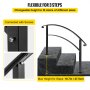 3FT Verstellbarer Treppenhandlauf Schwarz Eisen 3 Stufen Stabil Stilvoll Dekoration Wohnen