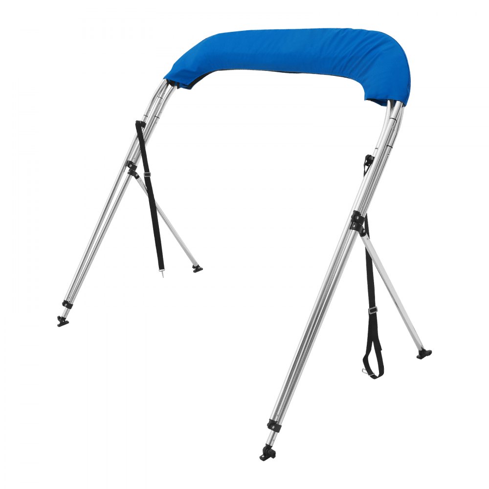 VEVOR 3-Bogen-Bimini-Top-Bootsabdeckung, 1550-1670 mm Einbaubreite 900D-Polyester-Überdachung mit Aluminiumlegierungsrahmen, Wasserdicht  & Sonnenschutz, inkl. Aufbewahrungsbox, 2 Stützstangen Blau