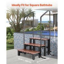 VEVOR Badewannenstufe Pooltreppe 3-stufige Wohnmobiltreppe, 640,08 mm breite Außentreppe für oberirdische/aufblasbare Pools mit 249,48 kg Tragkraft, vielseitig einsetzbar für Veranda Terrasse