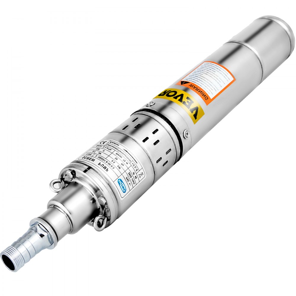 VEVOR Tiefbrunnenpumpen 0,25 KW, Tauchpumpen 1600 L/h, Tiefbrunnenpumpen Edelstahl 50 Hz, Tiefbrunnenpumpen 80 m Förderhöhe, Brunnenpumpen 76 mm Pumpendurchmesser, 20 m Verbindungskabel Gartenpumpen