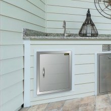 VEVOR BBQ Türen 46 x 50 cm Schranktüren Kamintür vertikal mit 1 Inspektionstür Putztür Edelstahl für Außenküche Badezimmer einwandig