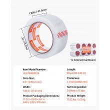 VEVOR 24x Packband 47,8mmx59,436m Paketklebeband Klebeband transparent 0,068mm