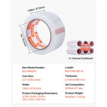 VEVOR 36x Packband 47,8mmx59,436m Paketklebeband Klebeband transparent 0,068mm