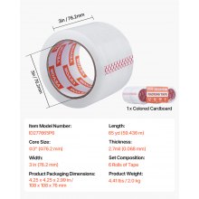 VEVOR 6x Packband 76,2mmx59,436m Paketklebeband Klebeband 0,068mm Transparent