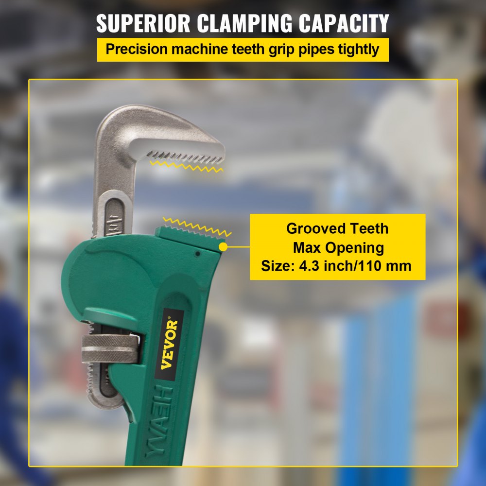 VEVOR Heavy Duty 122 cm Aluminum Pipe Wrench 10,16 cm Jaw Straight Pipe Wrench Plumbing