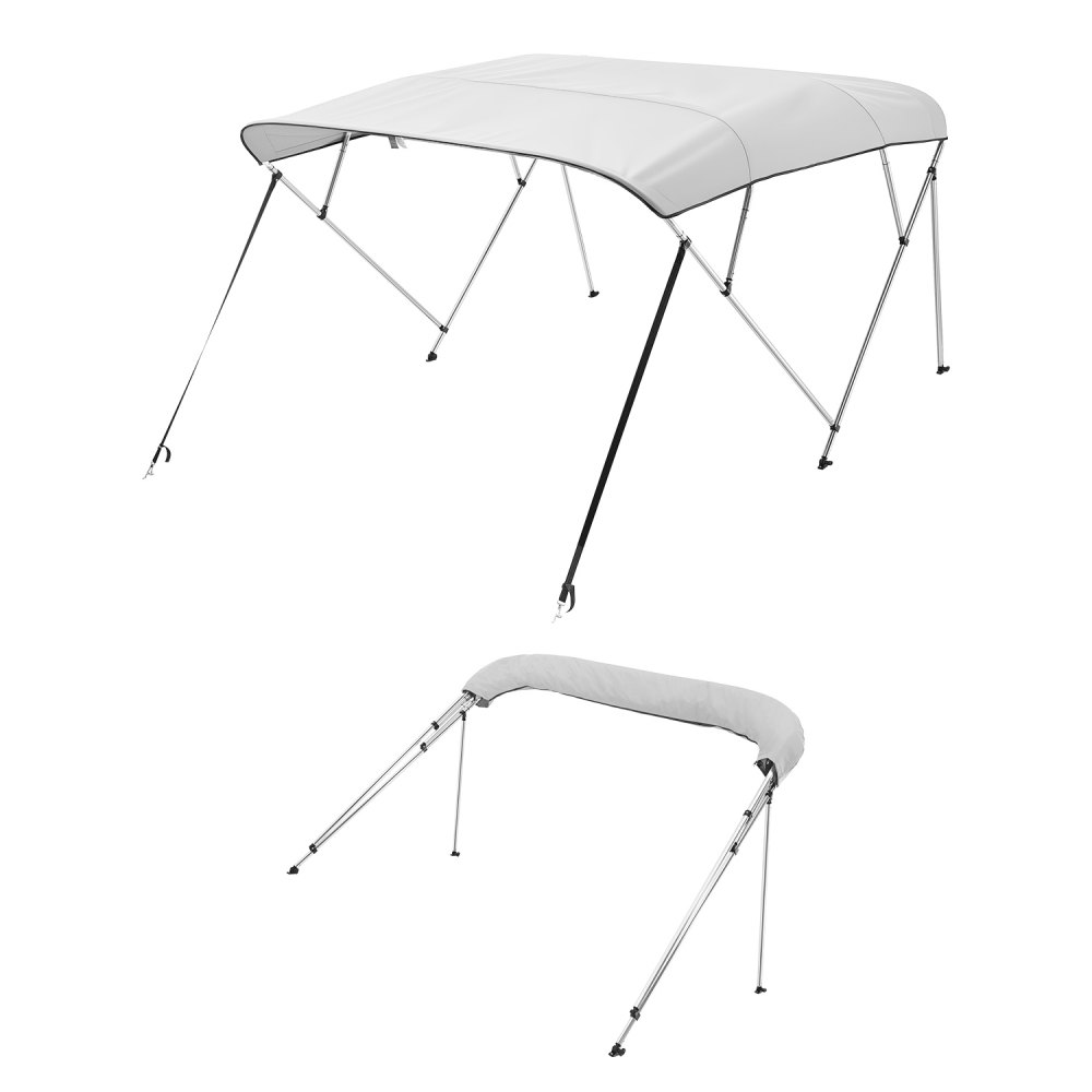 VEVOR Bimini Top Bootsverdeck Bootdach Sonnenverdeck Hellgrau 4 Bögen 185-198cm