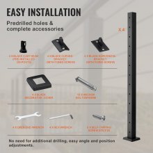 VEVOR 4er-Set Kabelgeländerpfosten 107x5x5cm Pfosten mit horizontalen Löchern 4JZLGZ106755EAEN9V0