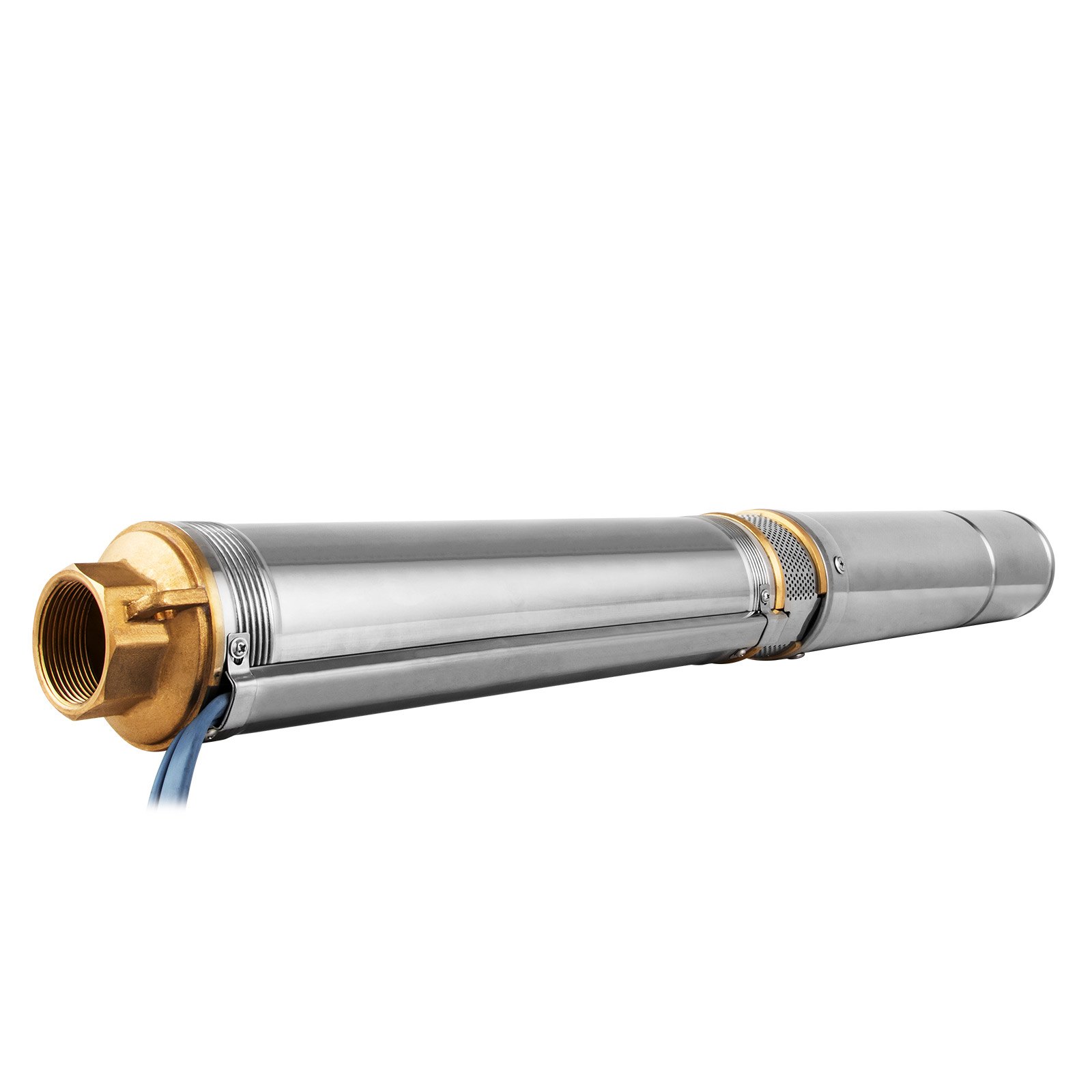 VEVOR Tiefbrunnenpumpe 750W, Tauchpumpe 96 L/min, Brunnenpumpe 101 mm, 80 m Fördermenge, Druckanschluss und Schmutzsieb aus Edelstahl, mehrstufiges Pumpenrad, Überlastschalter, 10 m Ablassseil