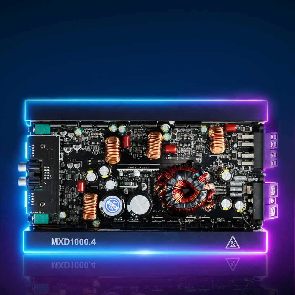 VEVOR Autoverstärker 4-Kanal, Endstufe Klasse D Überbrückbar, Max. 4 x 500 W an 4 Ohm / 4 x 1000 W an 2 Ohm, Hochleistungsverstärker für SUVs Pickups Geländewagen Mehrkanal-Audioverstärker