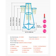 VEVOR Basketballkorb für Kinder, 4 Körbe, tragbarer Basketballständer, höhenverstellbar