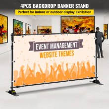 VEVOR 8\' Display-Hintergrund Bannerständer verstellbar Teleskopisch Leichtgewicht Aussteller x 4 Stück