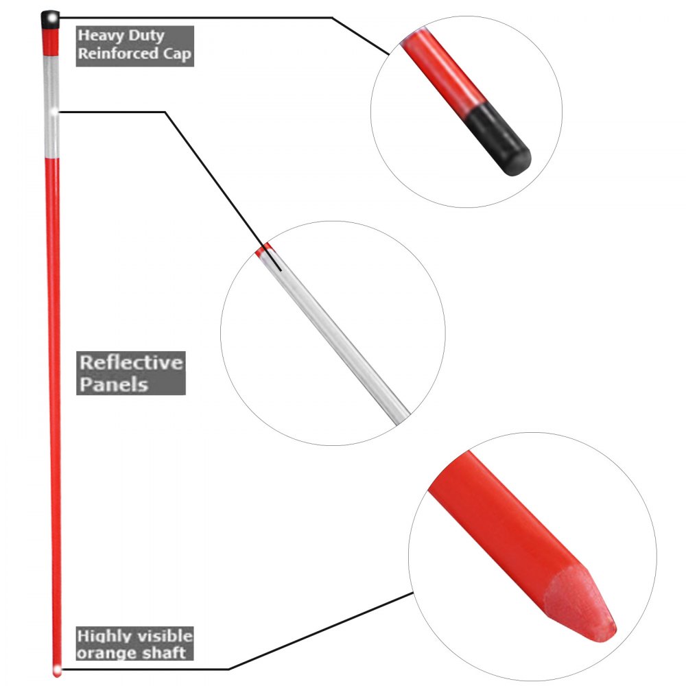 500 Pack 120cm Straßenmarkierung Glasfaserstab Glasfaser Reflektierende Orange