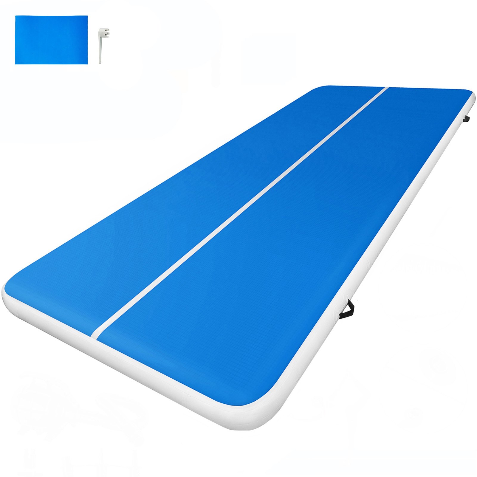 VEVOR Aufblasbar Luftmatratze Training Matte Zu Hause Yoga Gymnastikmatte Blau + Weiß 500x200x20 Kein Pumpe Gymnastik Tumbling Matte
