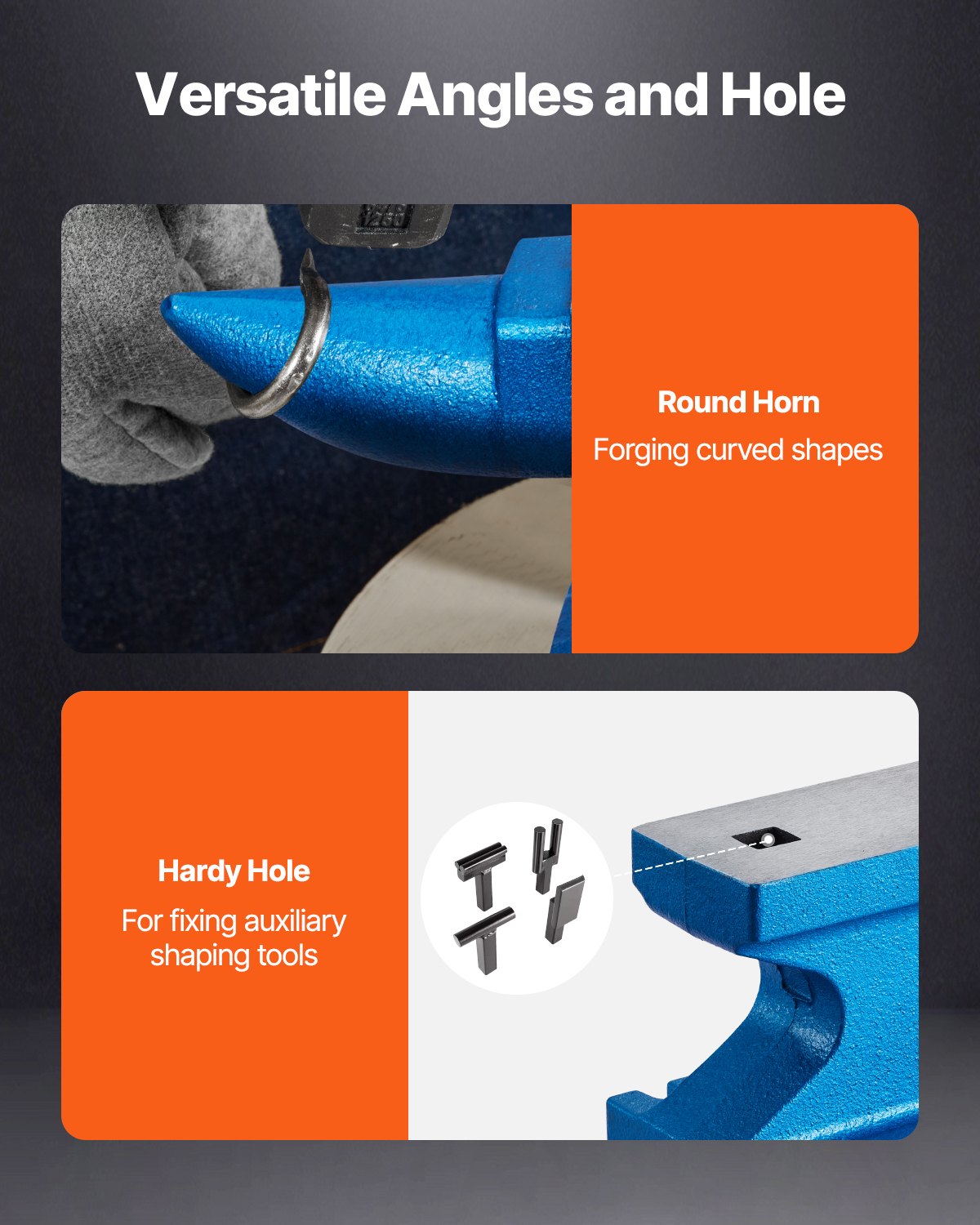 VEVOR Amboss 25kg Schmiede-Amboss für Schmiede Einzelnes Horn aus Gusseisen Schmiedwerkzeug robust