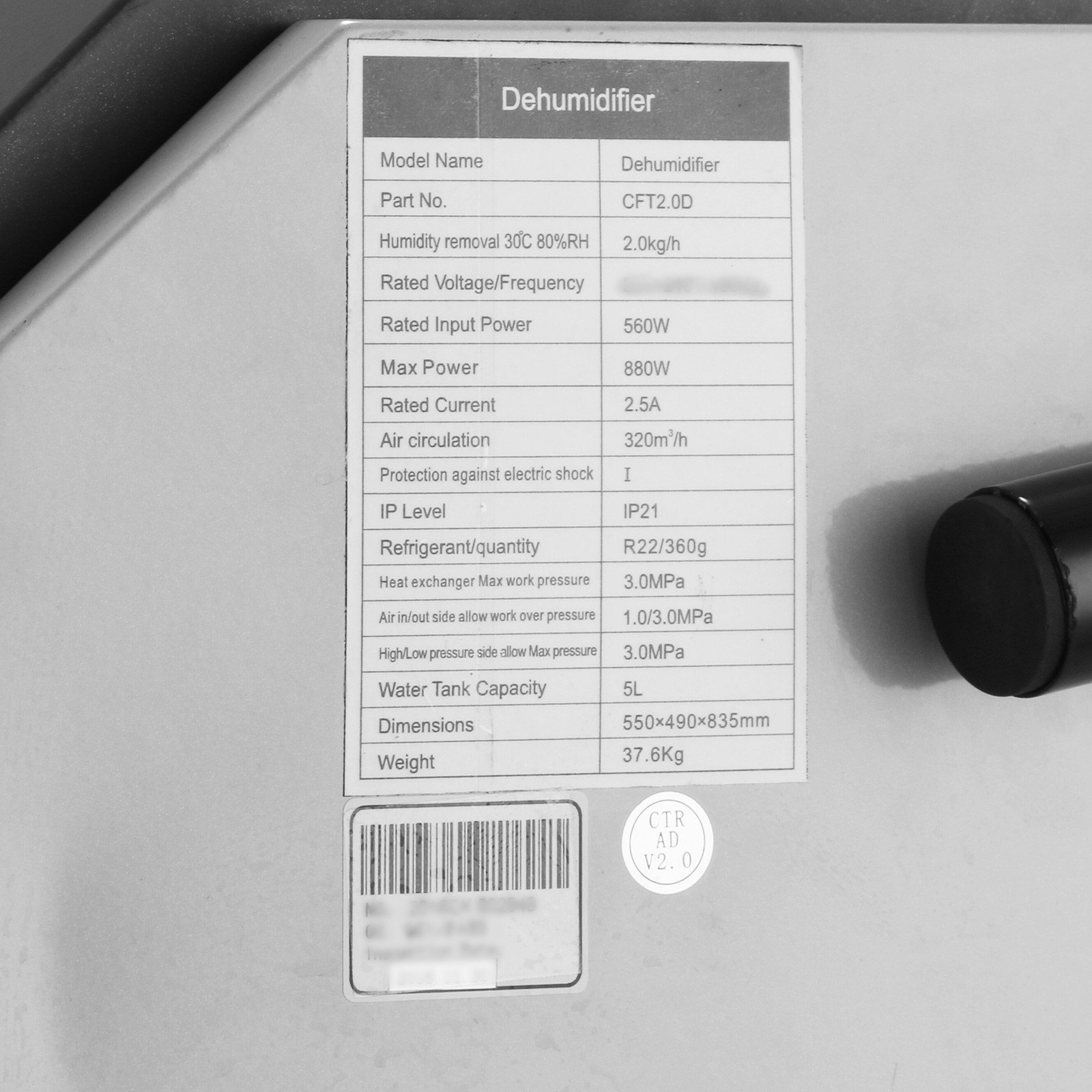 Neue Premium-Qualität Luftentfeuchter Trockner reduzieren Luft Feuchtigkeit Weiß und Schwarz 55L