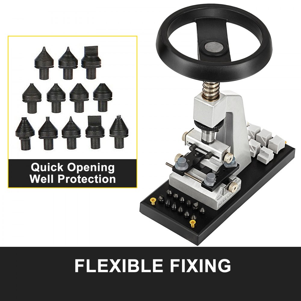 VEVOR 5700 Tisch Uhrenöffner 10 cm × 25 cm, Uhrengehäuseöffner Durchmesser 15 cm, Uhren Öffner Werkzeug Set 3 kg, mit Uhrenarmbandhalter, Reparatur Uhrwerkzeug - Holzbasis für Rolex, Tudor Uhren