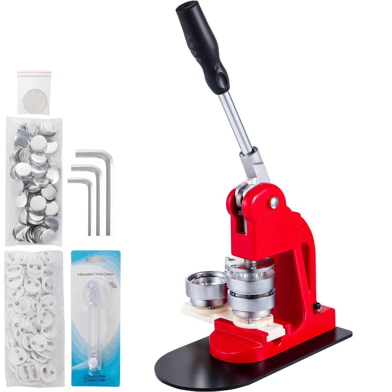 VEVOR Badge Press Machine 58 mm, Button Maker 500 Stücke, Badge Maker mit Grundgröße von 16 x 29 cm, Punch Press Machine mit Benutzerfreundlichem Griff, zur Herstellung von Abzeichen, Buttons