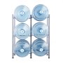 VEVOR Wasserkrughalter mit 3 Ebenen, 5-Gallonen-Wasserflaschenhalter, zweireihiges Wasserflaschenregal für 6 Flaschen, robustes Wasserkrugregal für Küche, Büro, Wohnzimmer, Silber