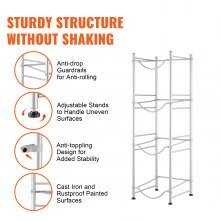 VEVOR Wasserkrughalter Wasserflaschenregal 4 Ebenen Einreihiges 4 Flaschen Silber