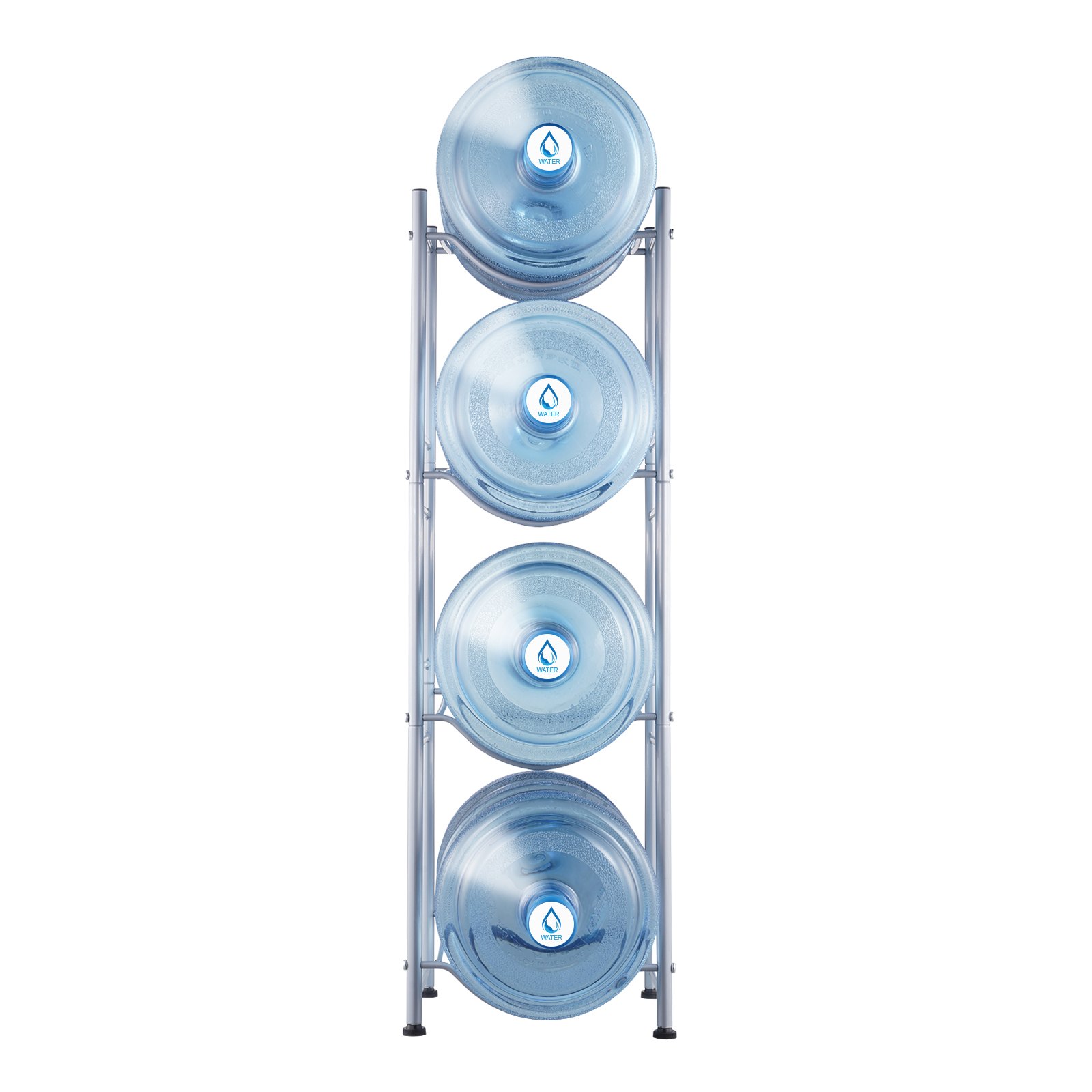 VEVOR Wasserkrughalter mit 4 Ebenen, 5 Gal Wasserflaschenhalter, einreihiges Wasserflaschenregal aus Eisen für 4 Flaschen, robustes Wasserkrugregal Wasserkrughalter für Küche Büro Wohnzimmer Silber