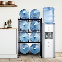 VEVOR Wasserkrughalter Zweireihig Wasserflaschenregal 8 Flaschen Schwarz