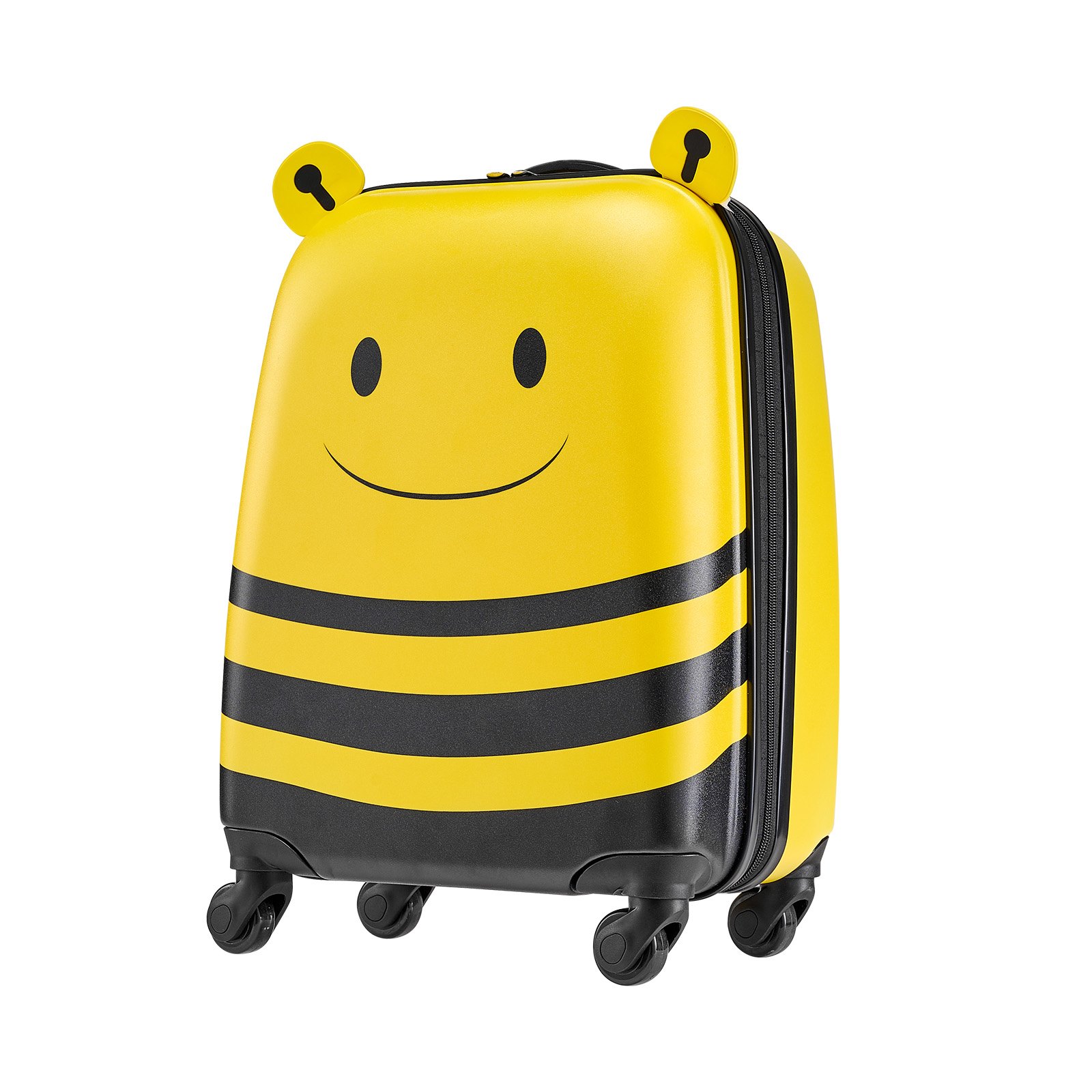 VEVOR 5 tlg. Kinderkoffer Set, 457,2 mm, Hartschalenkoffer mit Kindertrolley, Rucksack, Nackenkissen, Lunchbox & Kofferanhänge, Kofferset fürJungen & Mädchen, praktisch für Reisen Fliegen (Bienen)