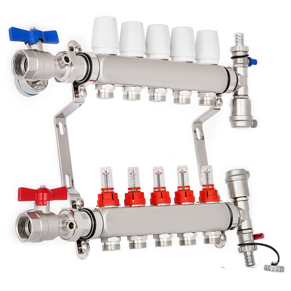 Fußbodenheizungsverteiler 5 Kreise Set 1/2 Pex Fussbodenheizung Edelstahl