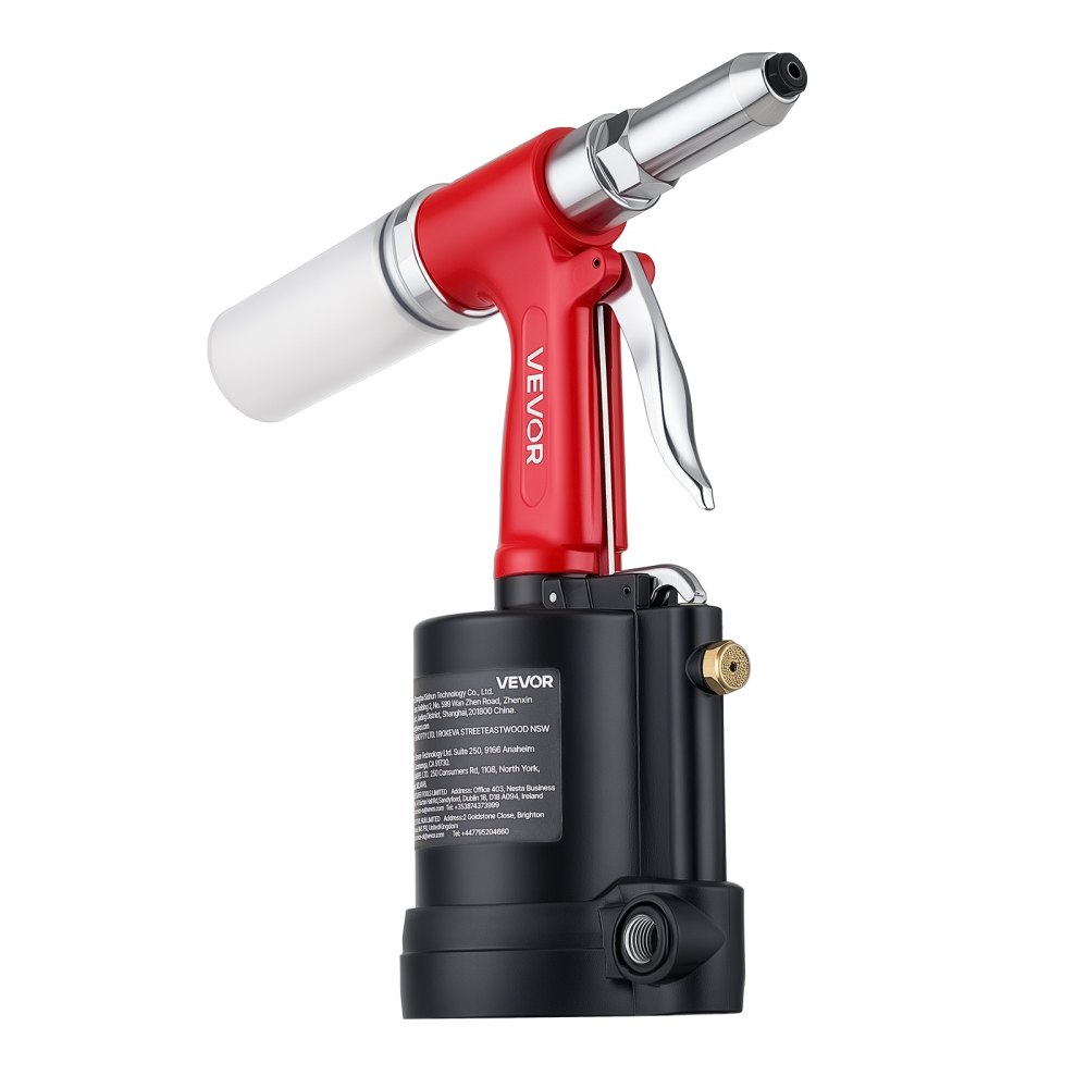 VEVOR Druckluft Nietmutternzange Set mit Nasenstücken 2,4/3,2/4,0/4,8/6,4mm, Pneumatische Blindnietzange Set für Automobil Industrie Heimwerkerprojekt, 1780kg Zugkraft, Max. 16mm Hub, 360° Nietengriff