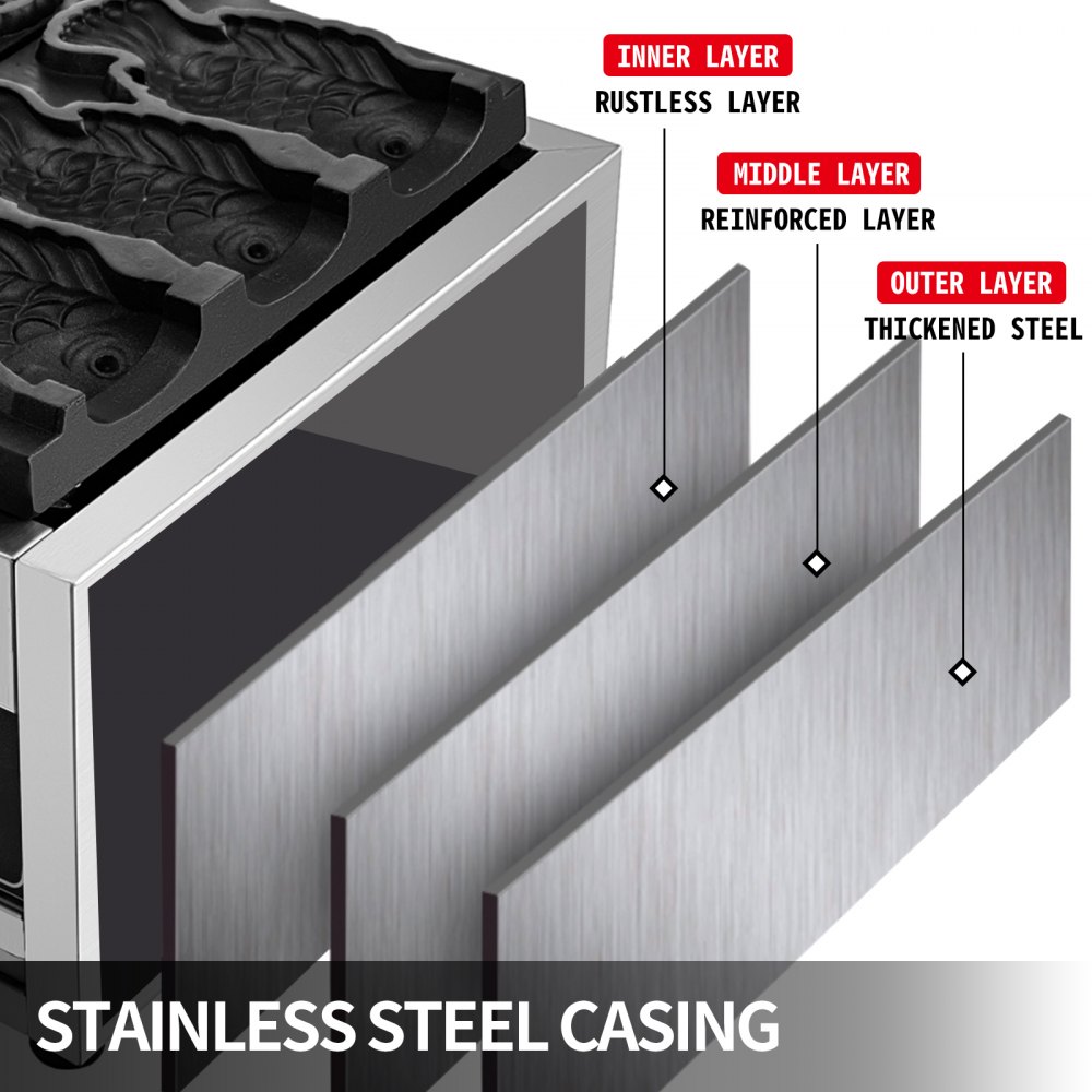 5 Pcs Offene Mund Fisch Taiyaki Maker Japanisches Elektrische Nonstick 220v