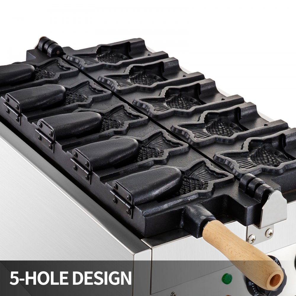 5 Pcs Offene Mund Fisch Taiyaki Maker Japanisches Elektrische Nonstick 220v