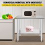 VEVOR Edelstahl Arbeitstisch 900 x 600 x 70 mm Essenszubereitung für die Zubereitung von Mahlzeiten, Nähen, Waschen, Basteln, Garagennutzung usw.