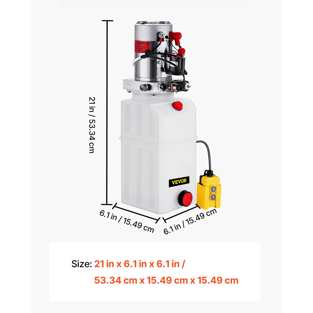 VEVOR 6L Hydraulikpumpe Nenndrehzahl, 2850R / MIN Hydraulikaggregat Einfachwirkend Kipperpumpe, Hydraulikaggregat mit Tank aus Kunststoff 4,5M Kabelfernbedienung