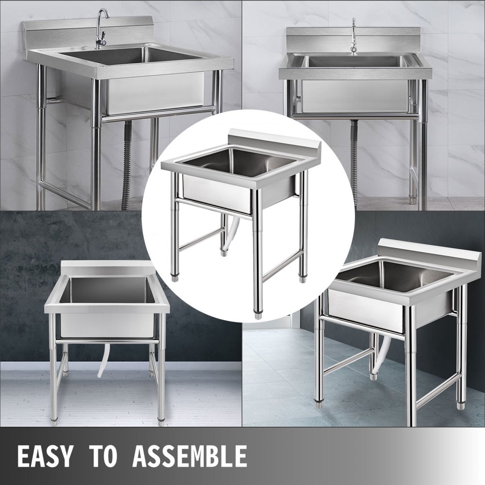 Spültisch 1 Becken M- 0,75x0,75m Edelstahlspültisch Edelstahl Gastro Spüle Tisch