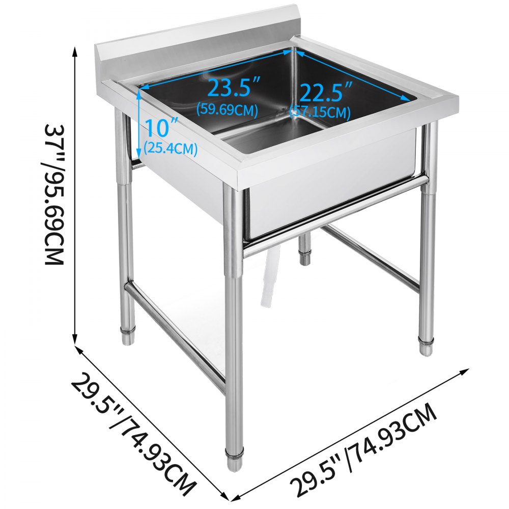 Spültisch 1 Becken M- 0,75x0,75m Edelstahlspültisch Edelstahl Gastro Spüle Tisch