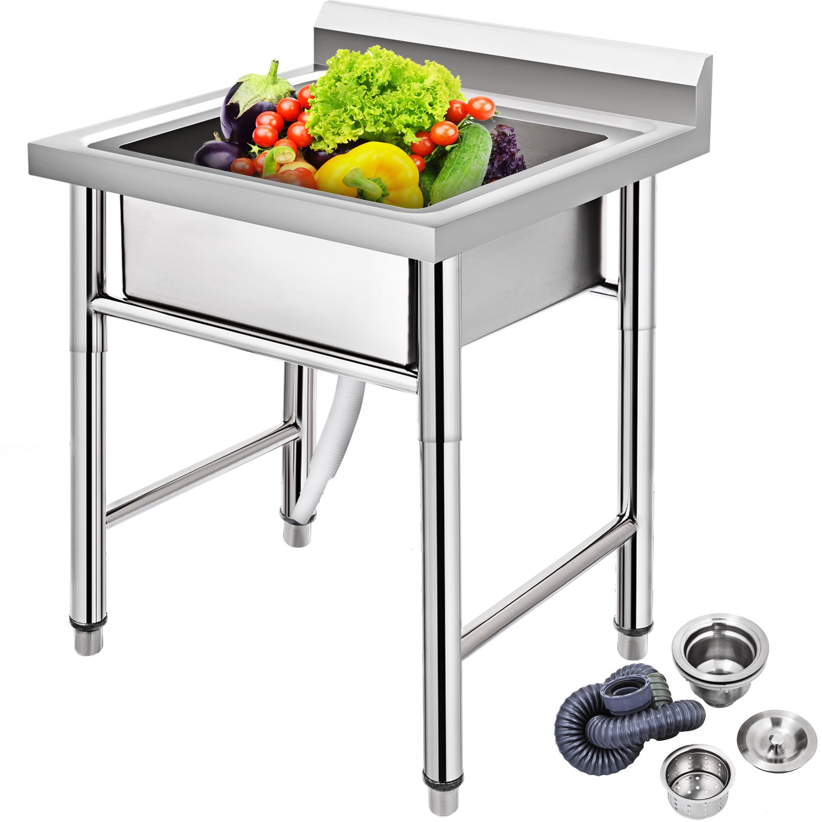 Spültisch 1 Becken M- 0,75x0,75m Edelstahlspültisch Edelstahl Gastro Spüle Tisch