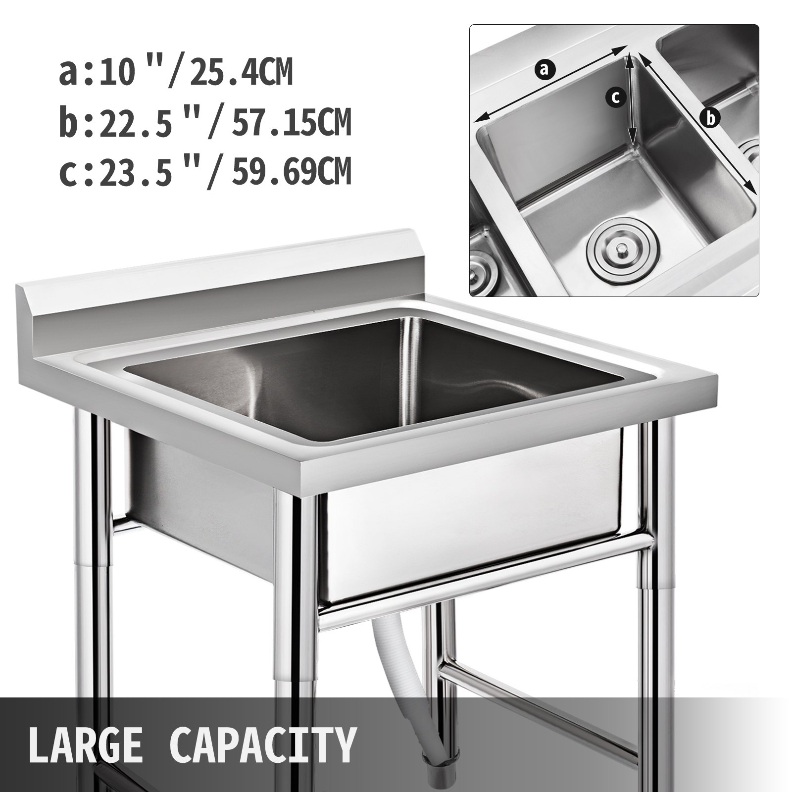 Spültisch 1 Becken M- 0,75x0,75m Edelstahlspültisch Edelstahl Gastro Spüle Tisch